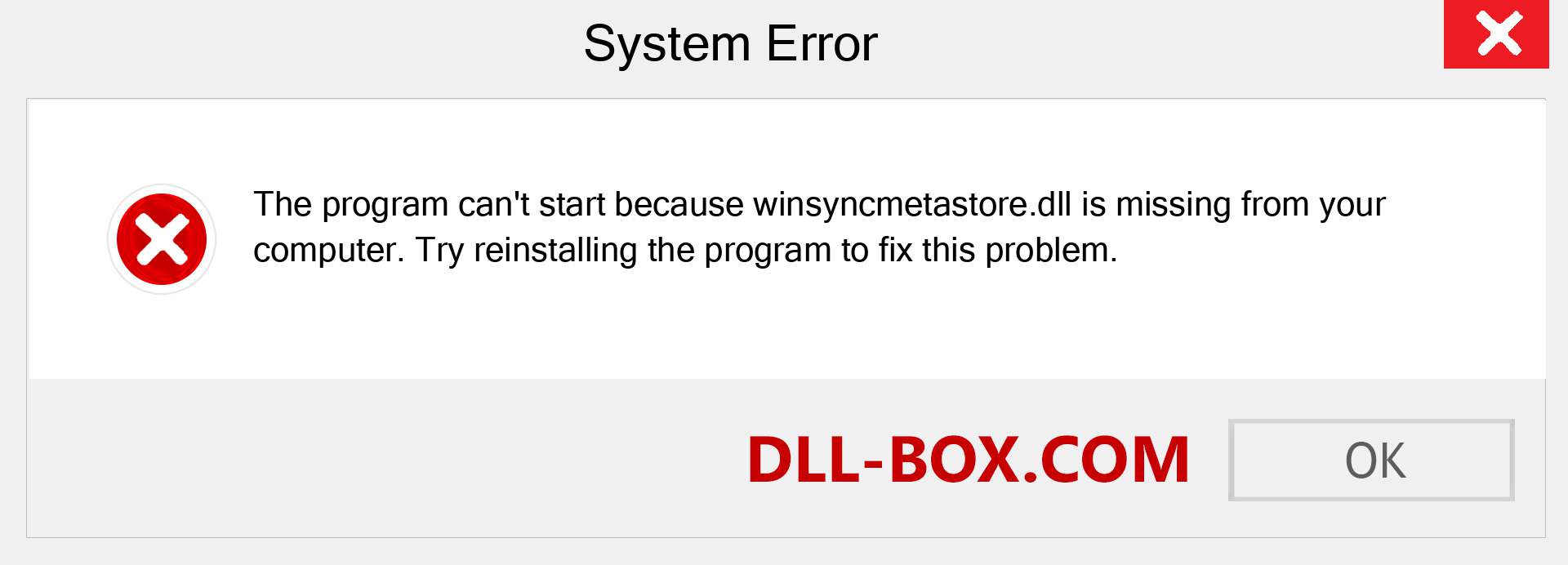  winsyncmetastore.dll file is missing?. Download for Windows 7, 8, 10 - Fix  winsyncmetastore dll Missing Error on Windows, photos, images