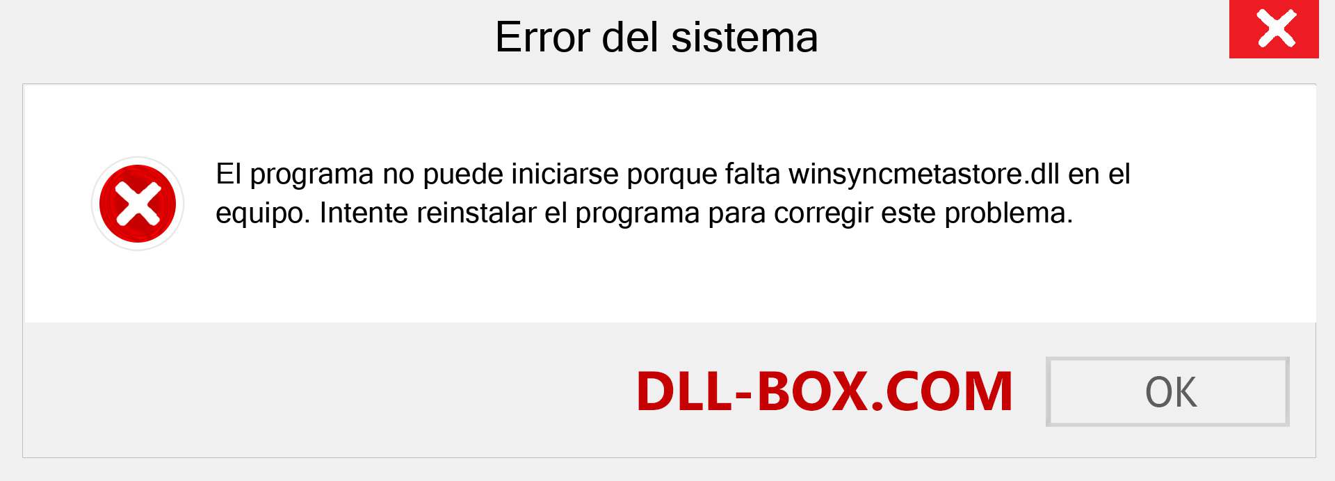 ¿Falta el archivo winsyncmetastore.dll ?. Descargar para Windows 7, 8, 10 - Corregir winsyncmetastore dll Missing Error en Windows, fotos, imágenes