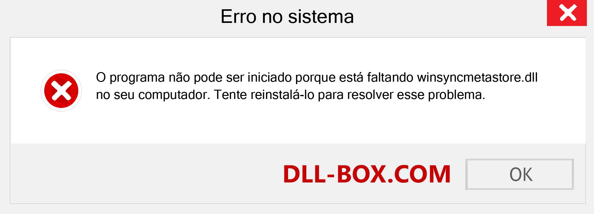 Arquivo winsyncmetastore.dll ausente ?. Download para Windows 7, 8, 10 - Correção de erro ausente winsyncmetastore dll no Windows, fotos, imagens